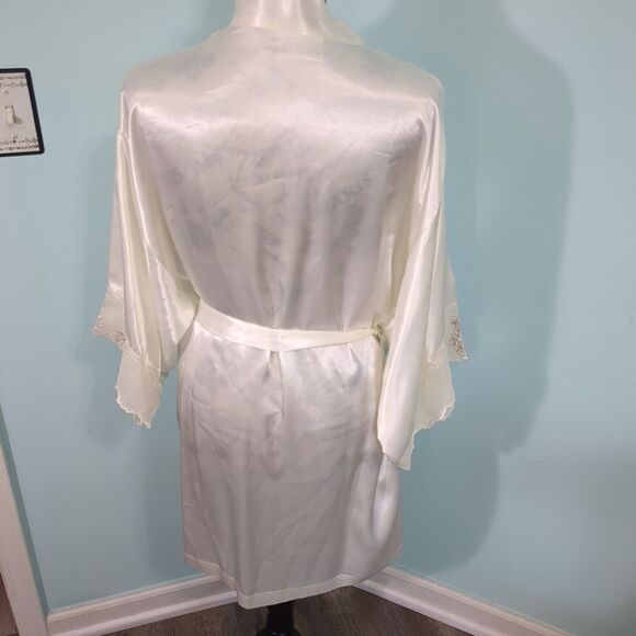 Val Mode Lingerie 1980's white bridal Robe Lace Embroidery Design  small - Picture 2 of 5